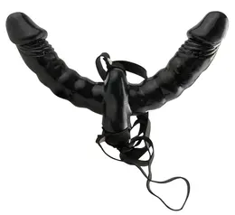 Fetish Fantasy Double Delight Strap-On Vibrating System, Black, 15 cm