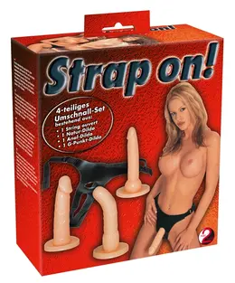 You2Toys Strap-On Set Black Adjustable Harness & 3 Attachments 16cm
