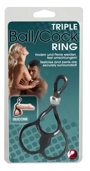 You2Toys Adjustable Triple Ring System Black Silicone 13cm