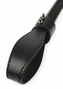 Genuine Leather Chain Whip - Sturdy Handle & Metal Chain Tails, Black