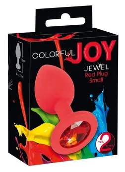 Colorful Joy Red Jewel Plug - Silicone, Decorative, 7.2 cm, Acrylic Gem