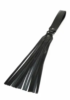 Hidden Desire Masters Genuine Leather Flogger - Premium Handle, Black