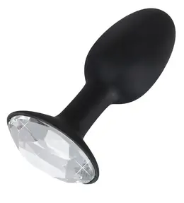 You2Toys Anal Plug S Black Silicone with Decorative Gem 8.5cm