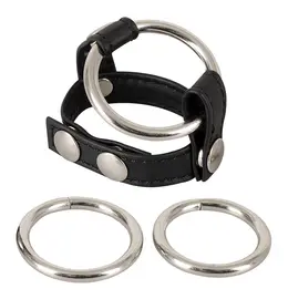 You2Toys Adjustable Black Strap System with 3 Metal Rings 21cm