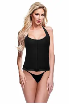Baci Bustier Black M - Elegant Lace-Up Corset with Hook & Eye Closure