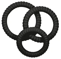 Lust 3 Silicone Intimate Rings Set Black - 3 Sizes
