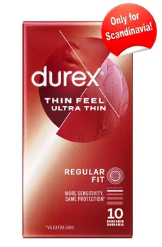 Durex Feel Ultra Thin 10 pcs - Extra Thin, Lubricated, Transparent Condoms