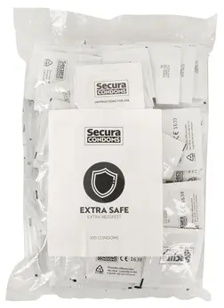 Secura Extra Safe 100pcs - Reinforced Transparent Latex System, 52mm