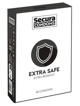 Secura Extra Safe Condoms 48 pcs - Reinforced, Silicone-Coated, Vegan
