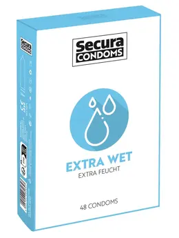 Secura Extra Wet 48pcs Intimate Protection, Enhanced Lubrication, Vegan