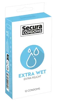 Secura Extra Wet 12pcs Silicone Coated Vegan Transparent Condoms