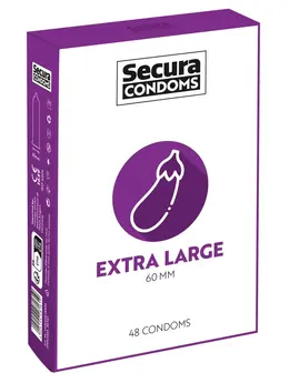 Secura Extra Large Condoms 48pcs - Enhanced Comfort & Size, 60mm Width