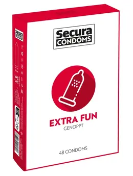 Secura Extra Fun 48pcs Textured Vegan Condoms, Ribbed, 52mm