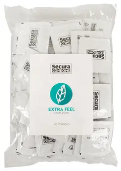 Secura Extra Feel 100pcs Ultra-Thin Transparent Vegan Condoms 52mm