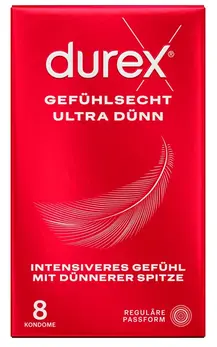 Durex Gefuhlsecht Ultra Condoms 8 pcs - Extra Thin, 52 mm Width