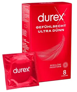 Durex Gefuhlsecht Ultra Condoms 8 pcs - Extra Thin, 52 mm Width