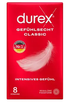 Durex Gefuhlsecht Classic 8pcs Ultra-Thin Anatomical Condoms