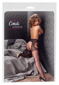 Cottelli Collection Black Suspender-Style Tights S/M Lace Detail