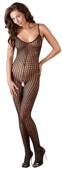 Cottelli Collection Black Fence Net Catsuit M/L with Open Design