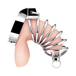 Blueline Stainless Steel Cage with Perineal Extension, Metal, Silver