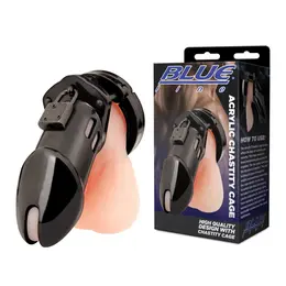 Blueline Acrylic Black See-Thru Male Chastity System with Lock
