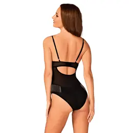 Obsessive Milladis Bodysuit XL/2XL Black, Adjustable Straps, Bead Detail