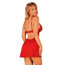 Obsessive Luvae Babydoll & Thong Set Red S/M Adjustable Lace