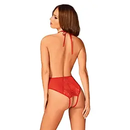 Obsessive Dagmarie Lace Teddy Red XS/S with Choker Detail