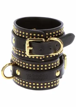 TABOOM Studded Ankle Cuffs Set Black-Gold Adjustable Luxury Design