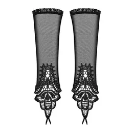 Obsessive Luiza Lace Mesh Mittens One Size - Elegant Black Accessories