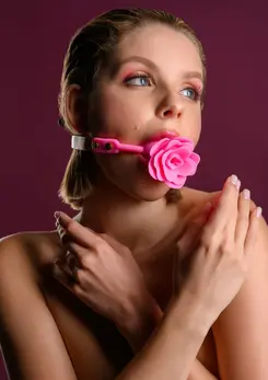 Taboom Malibu Rose Ball Gag Silicone Adjustable Strap Red