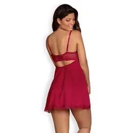 Obsessive Rosalyne Babydoll & Thong Set Red S/M Adjustable Lace