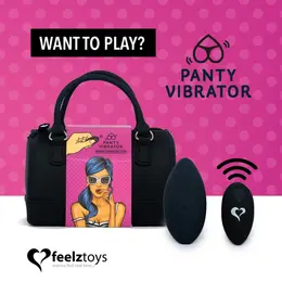 FeelzToys Panty Vibe Black - Remote Control Wearable Model, 100% Silicone
