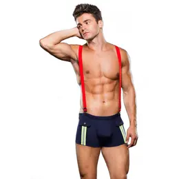 Envy Fireman Set L/XL - Navy Blue Trunks with Red Suspenders