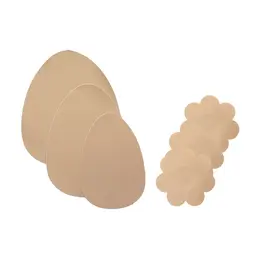 Bye Bra Breast Lift Pads & Satin Nipple Covers D-F Nude - Cotton, Waterproof