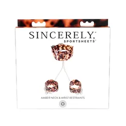Sportsheets Amber Neck and Wrist Restraint Set, Adjustable, Gold Details