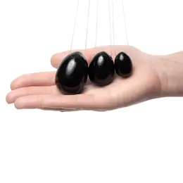 La Gemmes Black Obsidian Stone Egg M - Natural Gemstone Wellness Tool 4x3cm