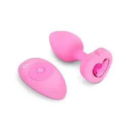 b-Vibe Vibrating Heart Plug S/M Pink - Remote Control, 15 Modes