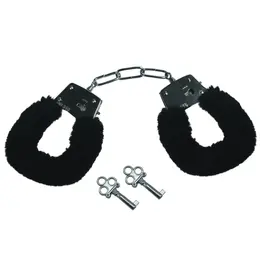 Sportsheets S&M Furry Handcuffs Black - Soft Plush Safety Restraints