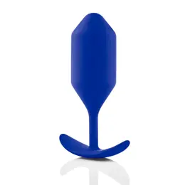 b-Vibe Snug Plug 4 Navy - Weighted Silicone Intimate Device, Large Size
