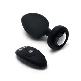 b-Vibe Vibrating Jewel Plug XXL Black - 15 Modes, USB Rechargeable, 12.2 cm