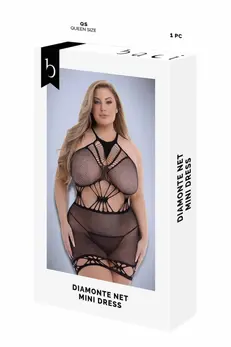 Baci Diamonte Net Mini Dress Black QS - Fishnet Hourglass Design