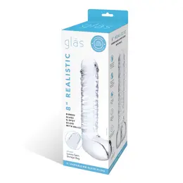 Glas Ribbed Glass Intimate Device 8” - Textured, Transparent, G-Spot Curve