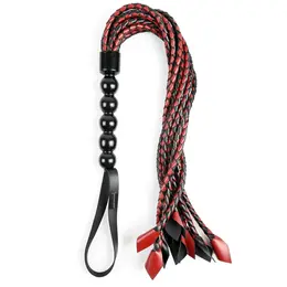 Sportsheets Saffron Braided Flogger - 9-Strand Faux Leather, 61 cm