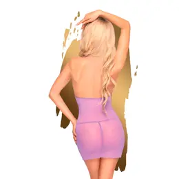 Penthouse Bedtime Story Mini Dress & Thong Set Purple S/M