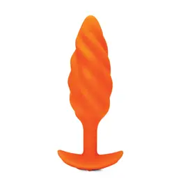 b-Vibe Swirl Texture Plug Orange - Silicone, 6 Modes, 13.5 cm