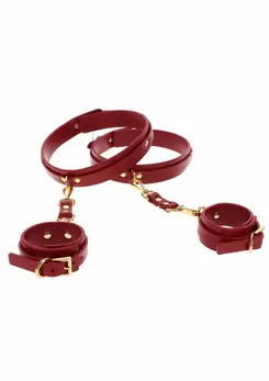 TABOOM Wrist to Thigh Cuff Set Vegan Leather Adjustable Black