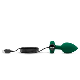 b-Vibe Vibrating Jewel Plug M/L Emerald - Silicone, 15 Modes, USB Rechargeable