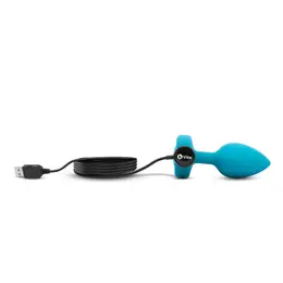 b-Vibe Vibrating Jewel Plug S/M Aquamarine - Silicone, 15 Modes, USB