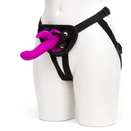 Happy Rabbit Vibrating Strap-On Harness Kit Purple Silicone 15 Modes